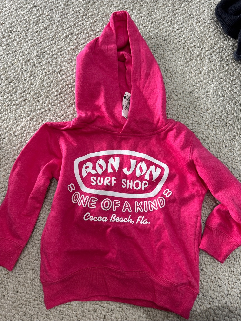 Ron Jon Kids Hot Pink Hooded Sweatshirt with White Logo